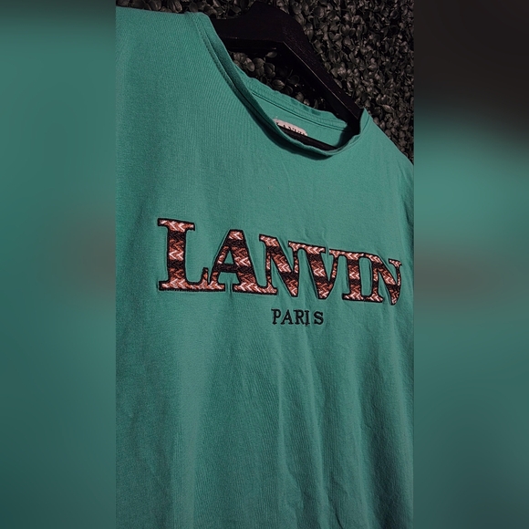 Lanvin Men's Turquoise T-Shirt - Picture 5 of 5